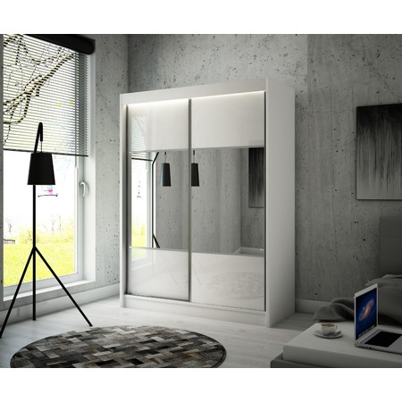 Kvalitní Šatní Skříň Rico 250 cm Bílá Bílý mat Furniture