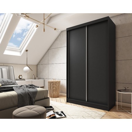 Kvalitní Šatní Skříň bez zrcadla 120 cm Černá Furniture