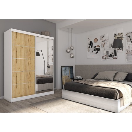 Kvalitní Šatní Skříň Makira 160 cm Bílá/dub artisan Furniture