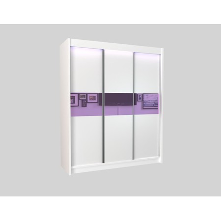 Kvalitní Šatní Skříň Tanna 200 cm Bílá/fialová Furniture