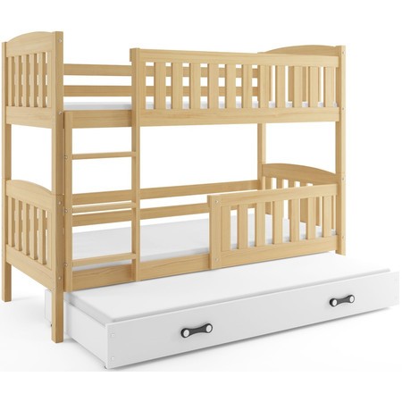 Gyerek emeletes ágy KUBUS kihúzható ággyal 80x190 cm - fenyő Fehér BMS