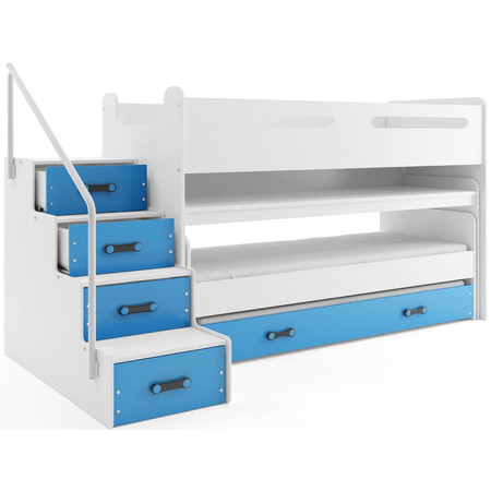 Gyermek emeletes ágy kihúzható ággyal MAX I 80x200 cm - fehér Kék BMS