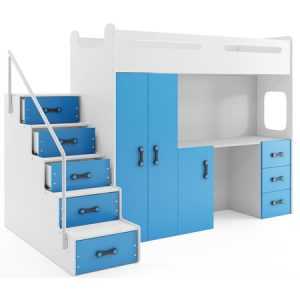 Gyermek emeletes ágy MAX IV 80x200 cm - fehér Kék BMS