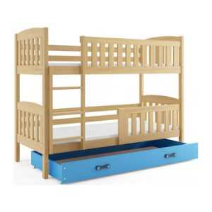 Gyerek emeletes ágy KUBUS tárolóhellyel 80x190 cm - fenyő Kék BMS