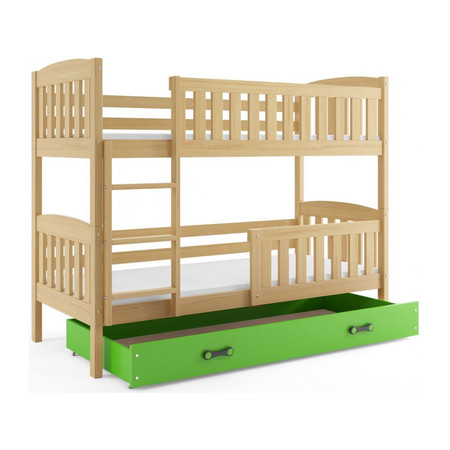 Gyerek emeletes ágy KUBUS tárolóhellyel 80x190 cm - fenyő Zöld BMS