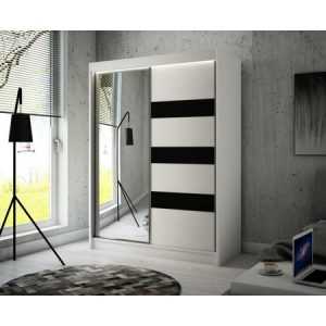Lotse Gardróbszekrény - 120 cm Matt fehér Fekete Furniture