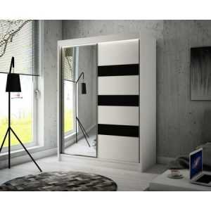 Lotse Gardróbszekrény - 150 cm Matt fehér Fekete Furniture