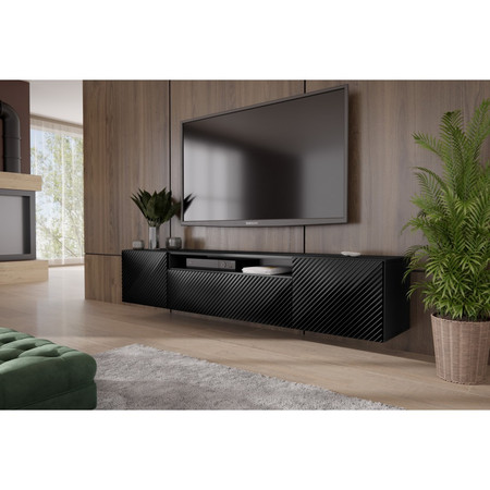 Függesztett TV asztal RTV Cleo 180 cm Fekete Furniture