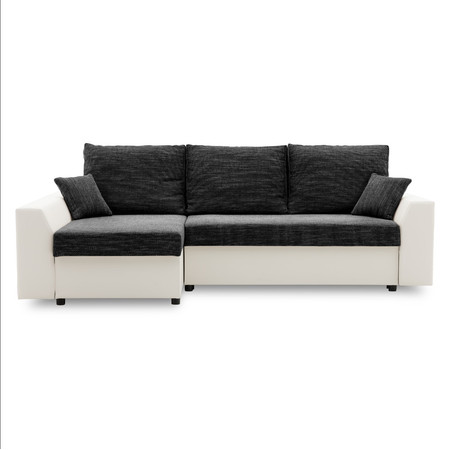 Szétnyitható sarok kanapé PAUL 1 PRO Fehér eko-bőr + Fekete SG-nábytek
