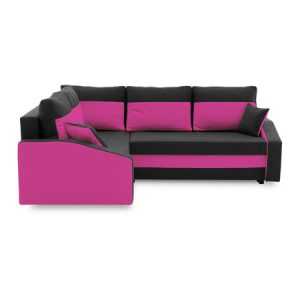 Sarok kinyitható ülőgarnitúra GRANDE PLUS - mikro Bal Fekete / Rózsaszín SG-nábytek