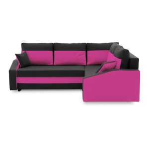 Sarok kinyitható ülőgarnitúra GRANDE PLUS - mikro Jobb Fekete / Rózsaszín SG-nábytek