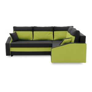 Sarok kinyitható ülőgarnitúra GRANDE PLUS - mikro Jobb Fekete / Zöld SG-nábytek