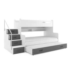 Gyermek emeletes ágy MAX III kihúzható ággyal 80x200 cm - fehér Szürke BMS