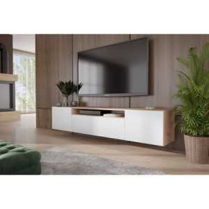 Függesztett TV asztal RTV Neo 180 cm Kézműves tölgy / Fehér Furniture