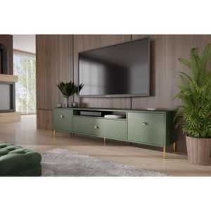 TV asztal RTV Mell 180 cm - arany lábak Zöld Furniture