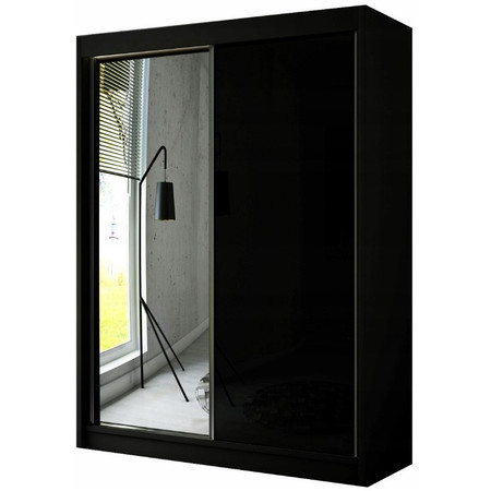 Velis Gardróbszekrény - 200 cm Fekete / matt Fehér Furniture