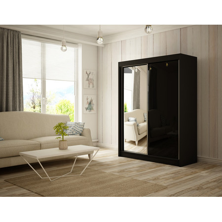 Velis Gardróbszekrény - 200 cm Fekete / matt Fekete Furniture