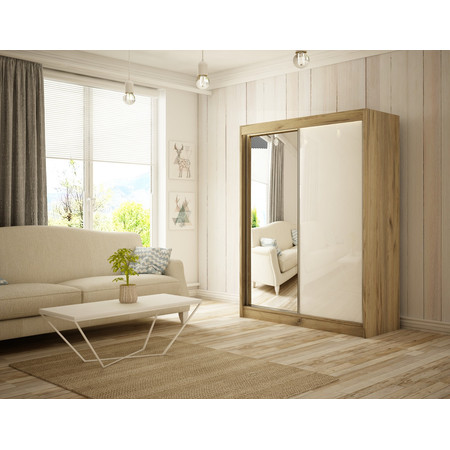 Velis Gardróbszekrény - 200 cm Kézműves tölgy Fehér Furniture