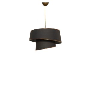 Antracitszürke-aranyszínű függőlámpa textil búrával ø 32 cm Barette – Opviq lights