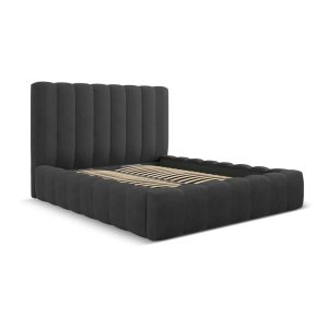 Antracitsz&uuml;rke k&aacute;rpitozott &aacute;gyneműtart&oacute;s francia&aacute;gy &aacute;gyr&aacute;ccsal 180x200 cm Kelp &ndash; Micadoni Home
