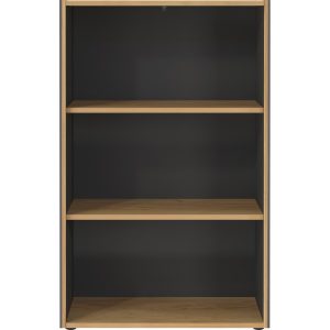Antracitszürke-natúr színű könyvespolc tölgyfa dekorral 75x120x40 cm Podium – Germania