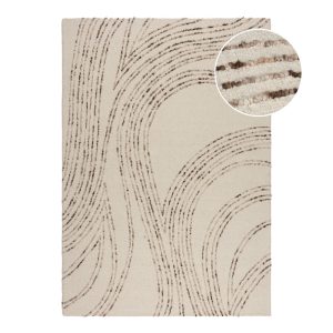Barna-krémszínű gyapjú szőnyeg 120x170 cm Abstract Swirl – Flair Rugs