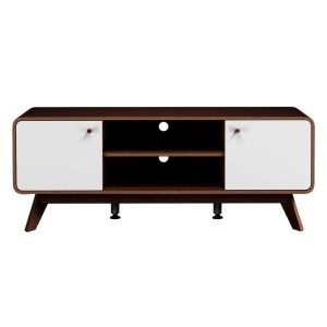 Fehér-barna TV-állvány diófa dekorral 140x53 cm Caitlin – Støraa