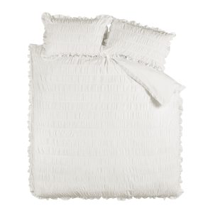 Fehér kétszemélyes krepp ágyneműhuzat 200x200 cm Seersucker Frill – Catherine Lansfield