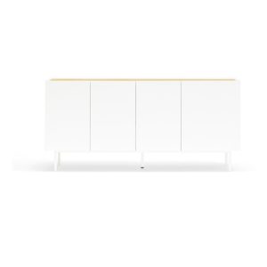 Feh&eacute;r-nat&uacute;r sz&iacute;nű alacsony kom&oacute;d t&ouml;lgyfa dekorral 165x78 cm Arista &ndash; Teulat