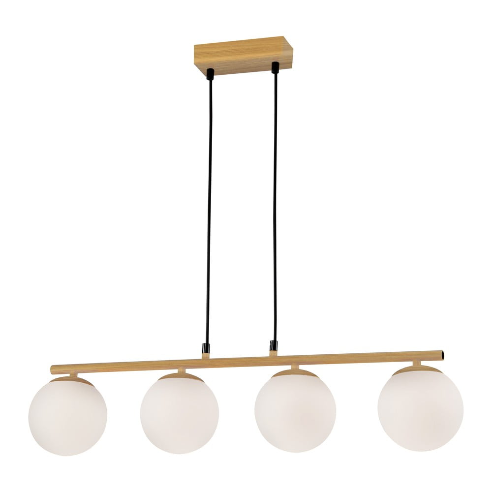 Fehér-natúr színű függőlámpa üveg búrával Carrine – Candellux Lighting