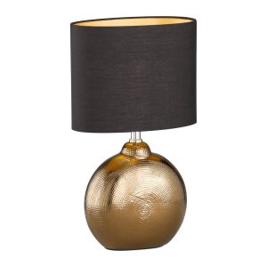 Fekete-bronzszínű kerámia asztali lámpa textil búrával (magasság 39 cm) Foro – Fischer & Honsel