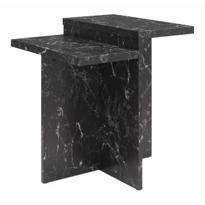 Fekete dohányzóasztal márvány dekorral 56x56 cm Brielle – CosmoLiving by Cosmopolitan