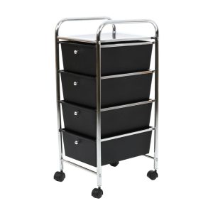 Fekete-ez&uuml;stsz&iacute;nű műanyag gurul&oacute;s polcos &aacute;llv&aacute;ny 33x79 cm &ndash; Premier Housewares