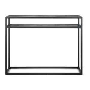 Fekete konzolasztal tölgyfa asztallappal 30x120 cm Daniël – Spinder Design