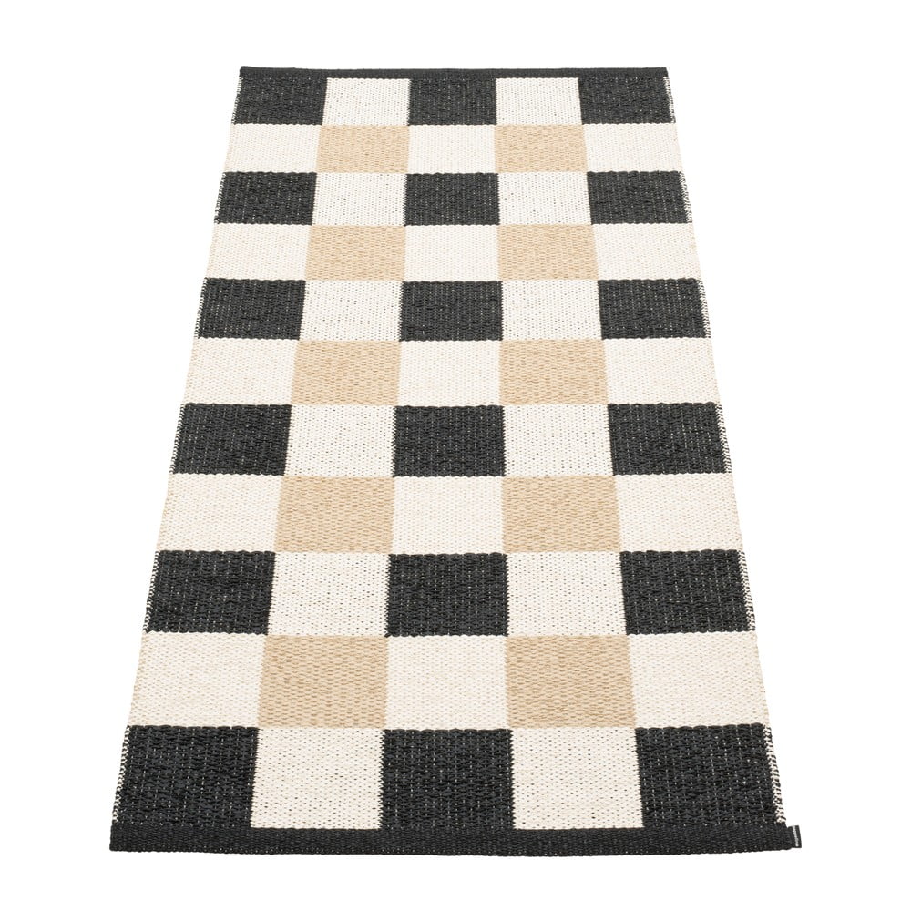 Fekete-krémszínű kültéri-beltéri futószőnyeg 70x160 cm Pix Black Vanilla – Pappelina