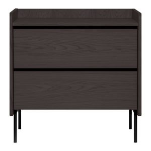 Fekete magas komód tölgyfa dekorral 80x82 cm Wrap – Bonami Selection