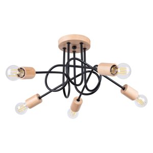 Fekete-natúr színű mennyezeti lámpa 15x61 cm Tumber – Nice Lamps