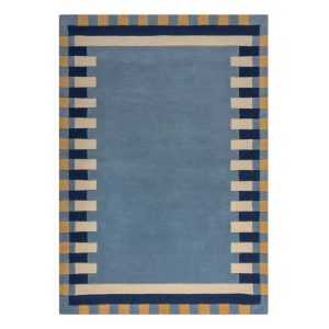 Kék kézi szövésű gyapjú szőnyeg 120x170 cm Kai Wool Border – Flair Rugs