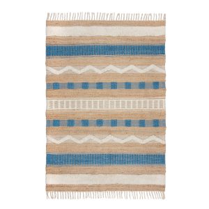 Kék-natúr színű kézi szövésű jutakeverék szőnyeg 160x230 cm Medina Jute – Flair Rugs