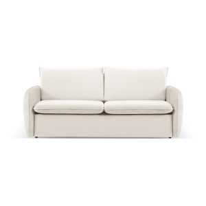 Krémszínű bársony kinyitható kanapé 214 cm Vienna – Cosmopolitan Design
