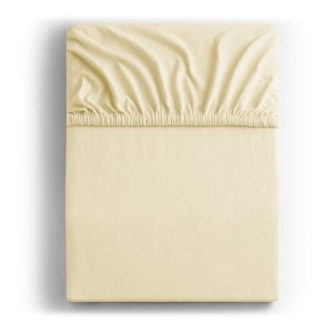 Krémszínű gumis jersey lepedő 180x200 cm Amber – DecoKing