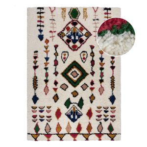 Kr&eacute;msz&iacute;nű k&eacute;zi sz&ouml;v&eacute;sű gyapj&uacute; szőnyeg 120x170 cm Moroccan Fes &ndash; Flair Rugs
