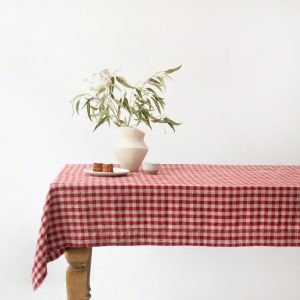 Len asztalter&iacute;tő 140x250 cm Red Gingham &ndash; Linen Tales