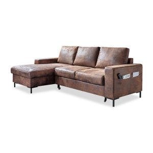 Lofty Lilly Vintage barna kinyithat&oacute; bőrut&aacute;nzat sarokkanap&eacute;