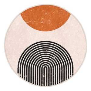 Narancssárga-krémszínű mosható-robotporszívóval tisztítható kerek szőnyeg ø 100 cm Comfort – Mila Home