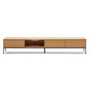 Natúr színű TV-állvány tölgyfa dekorral 195x35 cm Vedrana – Kave Home