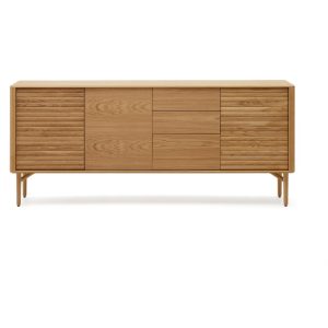 Nat&uacute;r sz&iacute;nű alacsony kom&oacute;d t&ouml;lgyfa dekorral 200x86 cm Lenon &ndash; Kave Home