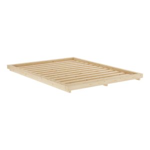 Natúr színű borovi fenyő franciaágy ágyráccsal 140x200 cm Dock – Karup Design