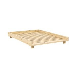 Natúr színű borovi fenyő franciaágy ágyráccsal 180x200 cm Social Bed – Karup Design