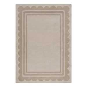 Natúr színű kézi szövésű gyapjú szőnyeg 160x230 cm Lois Scallop – Flair Rugs